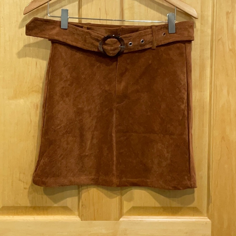Shein brown corduroy belted skirt size S - Picture 1 of 11